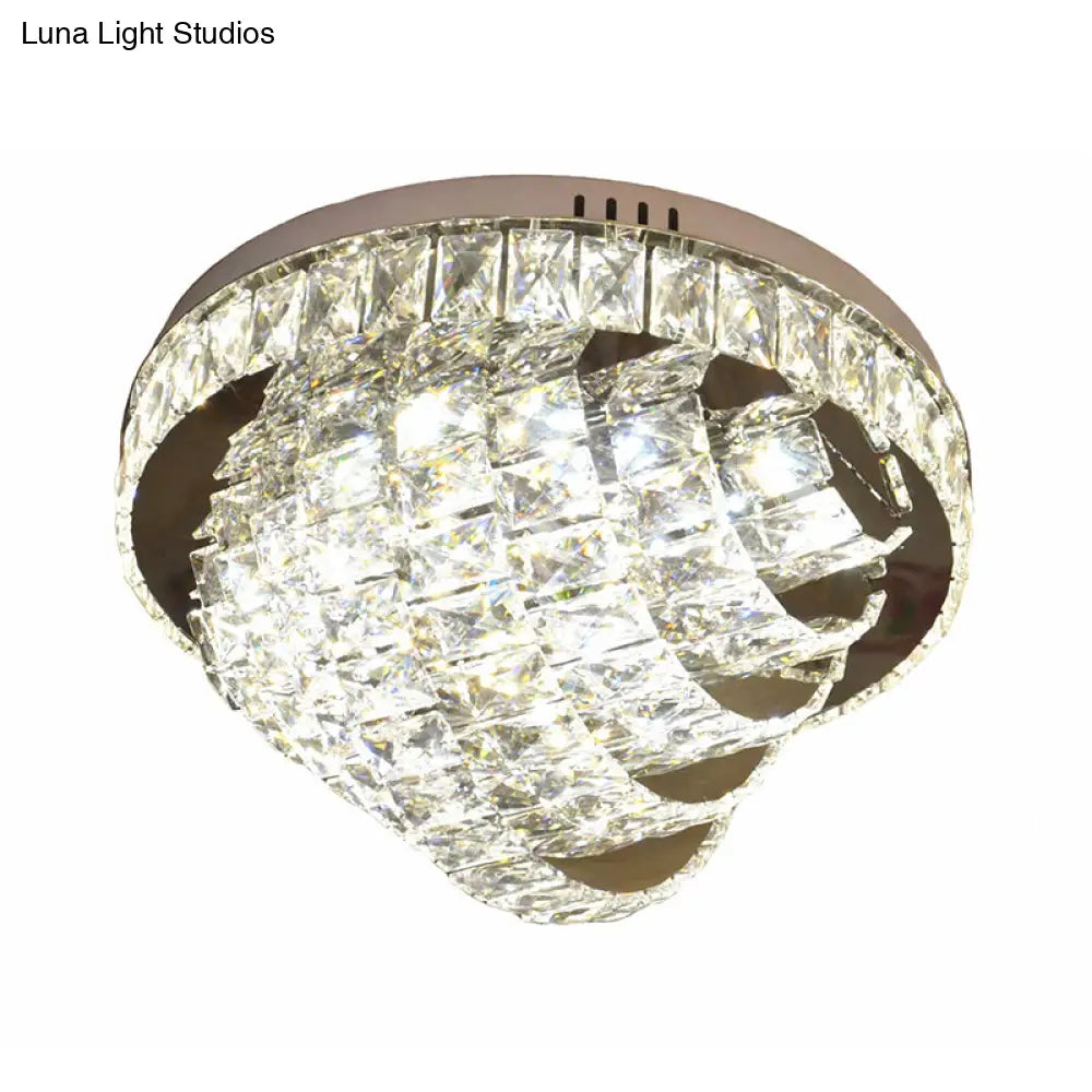 Led Flushmount Crystal Ceiling Lamp - 18’/22’ Simple Style Chrome Finish