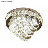 Led Flushmount Crystal Ceiling Lamp - 18’/22’ Simple Style Chrome Finish