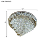 Led Flushmount Crystal Ceiling Lamp - 18’/22’ Simple Style Chrome Finish
