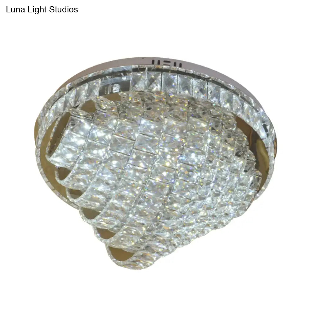 Led Flushmount Crystal Ceiling Lamp - 18’/22’ Simple Style Chrome Finish