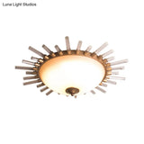Led Fluted Crystal Flushmount Ceiling Lamp - 24’/30’ Modern Gold Opal Glass Bowl Corridor