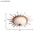Led Fluted Crystal Flushmount Ceiling Lamp - 24’/30’ Modern Gold Opal Glass Bowl Corridor