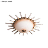 Led Fluted Crystal Flushmount Ceiling Lamp - 24’/30’ Modern Gold Opal Glass Bowl Corridor