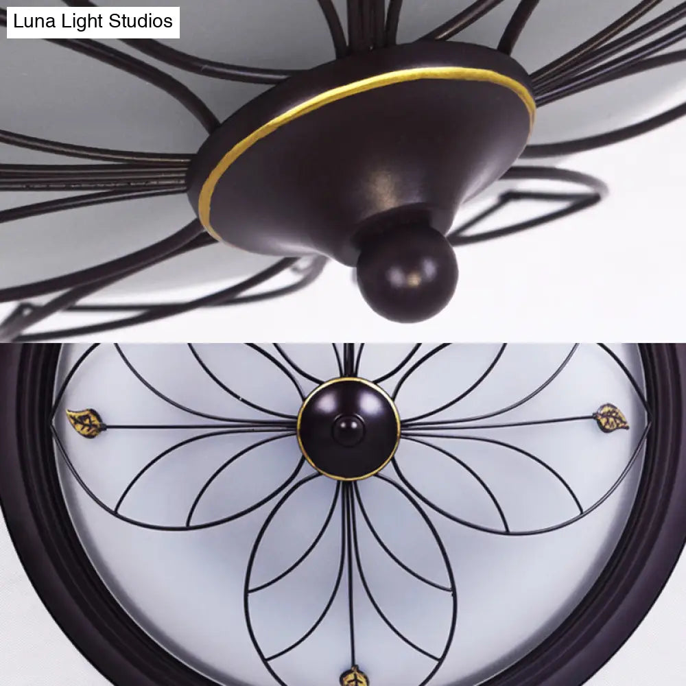 Led Frosted Glass Flush Mount Light Fixture - Traditional White Bowl Design For Corridor Ceiling