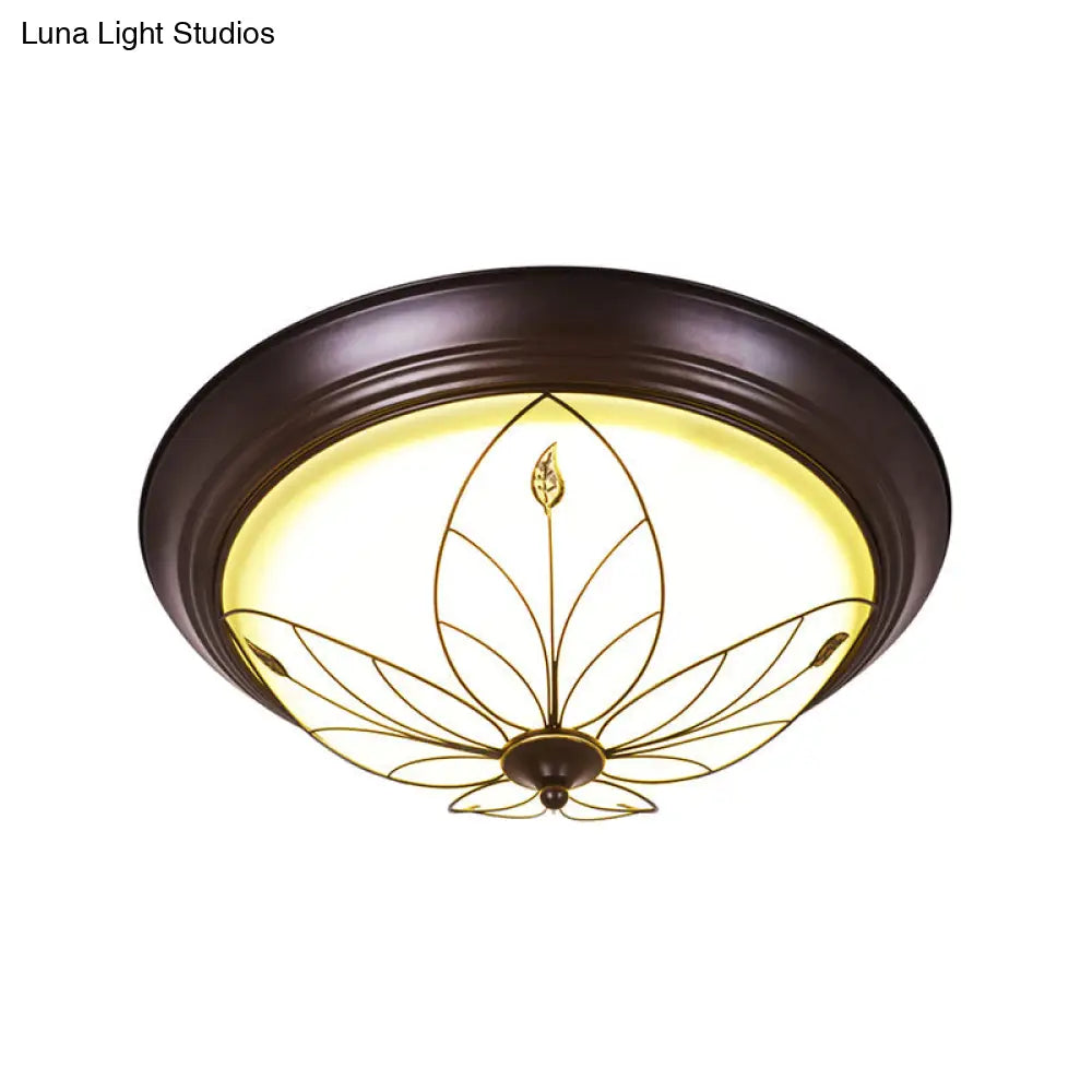 Led Frosted Glass Flush Mount Light Fixture - Traditional White Bowl Design For Corridor Ceiling