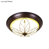 Led Frosted Glass Flush Mount Light Fixture - Traditional White Bowl Design For Corridor Ceiling