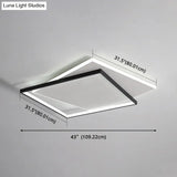 Led Geometric Double Square Ceiling Lamp With Acrylic Shade - Sleek Flush Mount Lighting