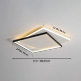 Led Geometric Double Square Ceiling Lamp With Acrylic Shade - Sleek Flush Mount Lighting