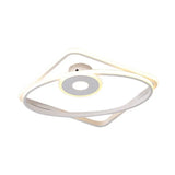Led Geometric Flush Mount Ceiling Light Fixture In Contemporary White/Black With Acrylic Shade