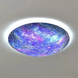 Led Glass Universe Flush Mount Ceiling Lamp - Multicolor Romantic Lighting For Kids’ Bedroom Blue