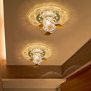 Led Hallway Flush Ceiling Light - Simplicity White Scalloped Lighting Fixture With Metal Globe
