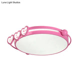 Led Halo Ceiling Light With Acrylic Shade And Heart Decor In Pink/Blue