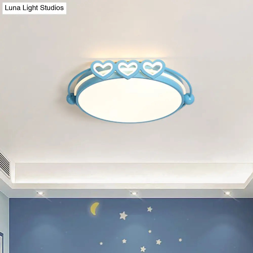 Led Halo Ceiling Light With Acrylic Shade And Heart Decor In Pink/Blue