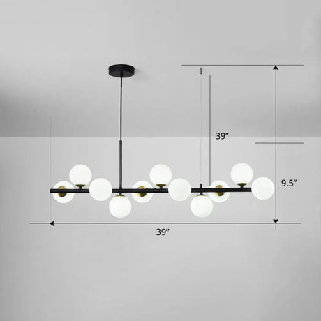 Led Island Pendant Light: Postmodern Glass Bubble Lamp For Dining Room 11 / Black Milk White