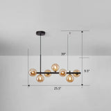 Led Island Pendant Light: Postmodern Glass Bubble Lamp For Dining Room 7 / Black Cognac