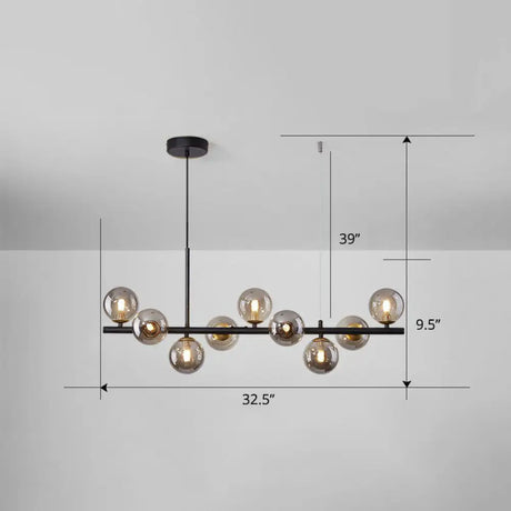 Led Island Pendant Light: Postmodern Glass Bubble Lamp For Dining Room 9 / Black Smoke Grey