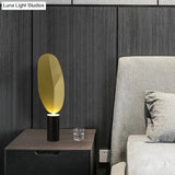 Led Leaf Task Light Metal Night Table Lamp In Pink/Gold - Modernist Design For Living Room