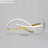 Led Line Chandelier - Modern Minimalist Style White Acrylic Shade Irregular Curved Dining Room
