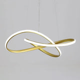 Led Line Chandelier - Modern Minimalist Style White Acrylic Shade Irregular Curved Dining Room