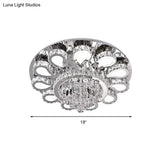 Led Living Room Ceiling Mounted Fixture With Chrome Finish And Flower Crystal Shade -