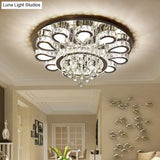 Led Living Room Ceiling Mounted Fixture With Chrome Finish And Flower Crystal Shade - 18/23.5/31.5