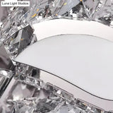 Led Living Room Ceiling Mounted Fixture With Chrome Finish And Flower Crystal Shade -