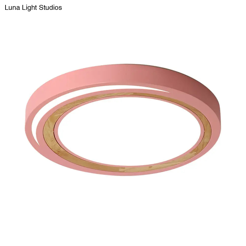 Led Macaron Style Ceiling Lamp For Boys And Girls Bedroom - Acrylic Circle Mount Light