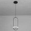 Led Metal Bedside Pendant Light With Halo Ring Black / White