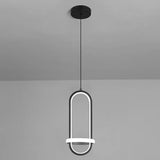 Led Metal Bedside Pendant Light With Halo Ring Black / White