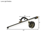 Led Metal Black/Antique Brass Sconce Light Fixture For Bathroom - 14/18/23 Wide Vanity Lamp