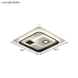 Led Minimalist Black Flush Mount Ceiling Lamp With Metal Rectangle Shade Warm/White Light Options