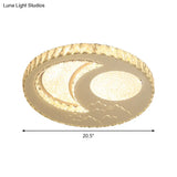 Led Moon/Star Cut Crystal Flush Light Fixture - Contemporary Ceiling Mount For Bedrooms