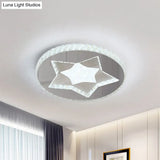 Led Moon/Star Cut Crystal Flush Light Fixture - Contemporary Ceiling Mount For Bedrooms