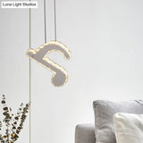 Led Music Note Pendant Light - Contemporary Stainless-Steel Clear Cut Crystal Mini Hanging Lamp