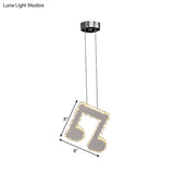 Led Music Note Pendant Light - Contemporary Stainless-Steel Clear Cut Crystal Mini Hanging Lamp