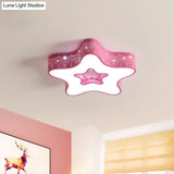 Led Nursery Ceiling Flush Light - Macaroon Pentagram Design In White/Pink/Blue