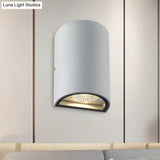Led Outdoor Wall Washer Light In Black/Gray With Half-Cylinder Aluminum Shade - Warm/White Lighting