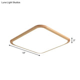 Led Parlor Ceiling Lamp Simple Beige Flush Mount Fixture With Wood Shade In Warm/White Light