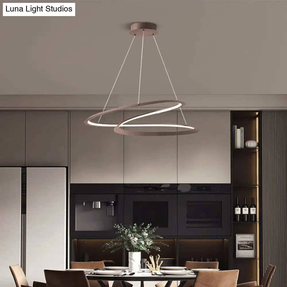 Led Pendant Chandelier With Contemporary Aluminum Shade - Minimalist Living Room Lighting