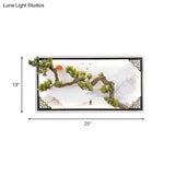 Led Pine Branch Wall Lamp - Iron Asian Living Room Sconce Lighting In White-Green