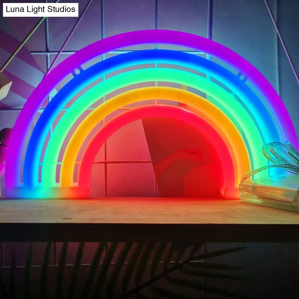 Led Rainbow Night Light With Usb Plug For Modern Wall Décor