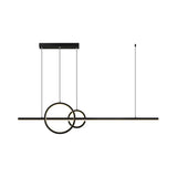 Led Restaurant Island Pendant - Contemporary Black/Gold Metal Shade With Warm/White Lighting