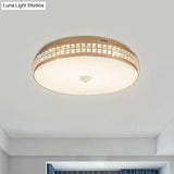 Led Round Ceiling Lamp Modern Champagne Finish With Clear Rhombic/Square - Cut Crystals