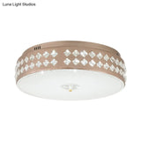 Led Round Ceiling Lamp Modern Champagne Finish With Clear Rhombic/Square - Cut Crystals