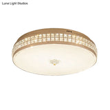 Led Round Ceiling Lamp Modern Champagne Finish With Clear Rhombic/Square - Cut Crystals