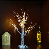 Led Silver Nightstand Light For Dining Room - Contemporary Tree Table Lighting In Plastic