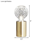 Led Sphere Task Light - Modern Clear Glass Nightstand Lamp With Metal Base In Gold Finish