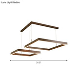 Led Square Drop Pendant Chandelier For Bedrooms - 2/3 Tiered Simple Metal Design Coffee