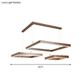 Led Square Drop Pendant Chandelier For Bedrooms - 2/3 Tiered Simple Metal Design Coffee