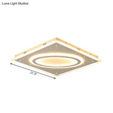 Led Square Flush Mount Ceiling Light In White/Warm With Metal Frame 21.5’/23.5’ Wide